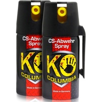 Columbia KO CS hochdosiertes Abwehrspray - Sicheres Gefühl unterwegs - Made in Germany - 80g Reizstoff CS wirkungsvolles effektives Verteidigungsspray - bis zu 1-1,5 m Reichweite (2X 40ml)