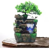 Zimmerbrunnen Desktop Fengshui Water Fountain mit Led -Lampe Wasserfall Zimmer springbrunnen(18 X 15 X 30 cm )
