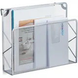 Relaxdays Zeitschriftenhalter Wand, Zeitungsablage hängend, Wandkorb, HBT 28x35,5x10 cm, Magazinhalter, Metall, Silber