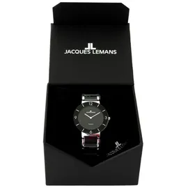 Jacques Lemans Herrenuhr Edelstahl schwarz 10 ATM wasserdicht mit Box