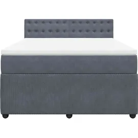 vidaXL Boxspringbett mit Matratze Dunkelgrau 140x200 cm Samt