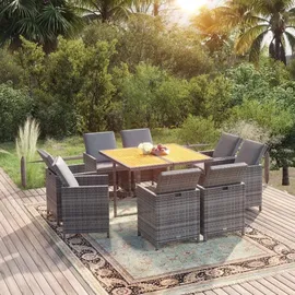 vidaXL Polyrattan Garten-Set 313100 9-tlg. grau