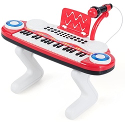 COSTWAY Spielzeug-Musikinstrument 37 Tasten, mit Licht rot