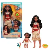 Mattel Disney Vaiana 2 Spielzeuge, Schwesternset mit 2 Modepuppen im bekannten Look, Haustier Heihei, Kokosnuss- und Korbzubehörteile, inspiriert vom Film, JBT66