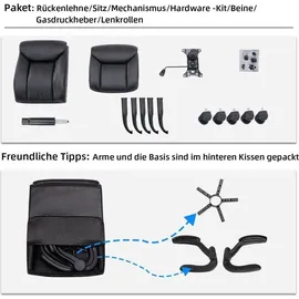 luxuskollektion Ergonomischer Bürostuhl PU Leder Schwarz