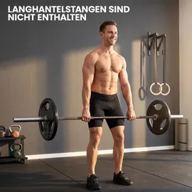 sportnow Hantelscheiben 2er-Set Tri-Grip 2 x 10 KG gummierte Olympiascheiben schwarz