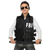 Metamorph Polizei-Kostüm FBI Schutzweste Deluxe für Kinder, Hochwertig verarbeitete Utiliy-Weste mit sehr (sehr) vielen Taschen schwarz