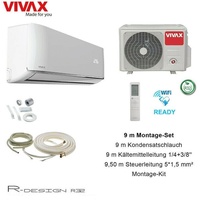 VIVAX R Design 12000 BTU +9 m Montageset 3,8KW Klimagerät Split Klimaanlage A+++