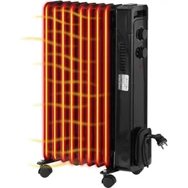 STAHLMANN Ölradiator ZR17 2000 Watt, Elektroheizung Energiesparend bis 40 qm Fläche, Heizung Elektrisch mit Thermostat und 3 Heizstufen, Elektrisches Heizgerät, Electric Heater Schwarz