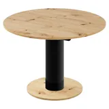 Design Esstisch Tisch HES-111 rund oval Hochglanz ausziehbar 100-148cm - Naturbelassen