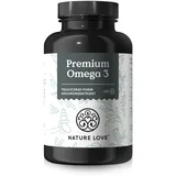 Nature Love Premium Omega 3 NEU - 120 Kapseln - 1000mg Fischöl pro Kapsel mit 80% Omega 3 Anteil (EPA & DHA) - Hochdosiert und hoch bioverfübar durch Triglycerid-Form - aus nachhaltigem Fischfang