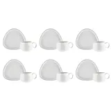 KARACA Streamline Tribe Teetasse Set für 6 Personen 200 ml, Neuer Knochen, Kaffee, Tee und Kuchen stilvoll, Cay bardagi, Kaffee oder Tee einladen, Dekorative Cay set