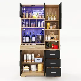 Okwish Buffetschrank 185 x 100 x 40 cm Schwarz