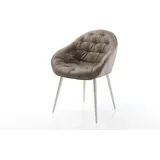 DELIFE Esszimmerstuhl Gaio-Flex Mikrofaser Taupe Vintage 4-Fuß konisch Edelstahl, Esszimmerstühle