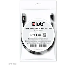 Club 3D USB 3.2 Gen1 Typ-C auf Micro USB Kabel 1m St./St. schwarz
