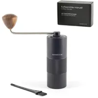Hanseküche Kaffeemühle - Manuelle Kaffeemühle mit Präzisions-Edelstahlmahlwerk und Holzgriff - Kegelmahlwerk für Espresso, Espressomühle, Edelstahl (Schwarz)