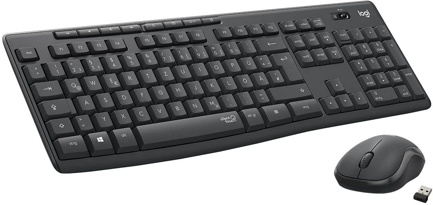 Logitech MK295 kabelloses Tastatur-Maus-Set mit SilentTouch-Technologie, QWERTZ Tastatur- und Maus-Set schwarz IM-Trading