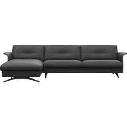 Ecksofa FLEXLUX "Glow, super bequem durch hochwertigem Sitzaufbau mit Federkern, L-Form", schwarz (deep schwarz), B:305cm H:81cm T:158cm, 100% Echteder, Sofas, Modernes skandinavisches Design