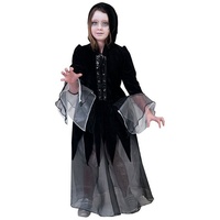 Karneval-Klamotten Hexen-Kostüm Kinder Zombie Hexenkleid Mädchen mit Kapuze, Kinderkostüm Mädchenkostüm schwarz Halloween schwarz 128
