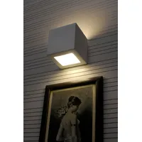 Licht-Erlebnisse Wandleuchte Weiß E27 Gips Würfel Wandlampe
