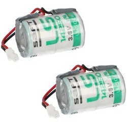 2x Saft Lithium 3,6V Batterie LS 14250 + JST-SHR-2P Pufferbatterie 10 Jahresbatterie