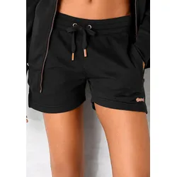 Relaxshorts BENCH. LOUNGEWEAR, Damen, Gr. 36/38, N-Gr, schwarz, Sweatware, Obermaterial: 60% Baumwolle, 40% Polyester, unifarben, Basic, Basic kurz, Hosen, Sweathose mit kurzen Seitenschlitzen und seitliche Taschen, Loungewear