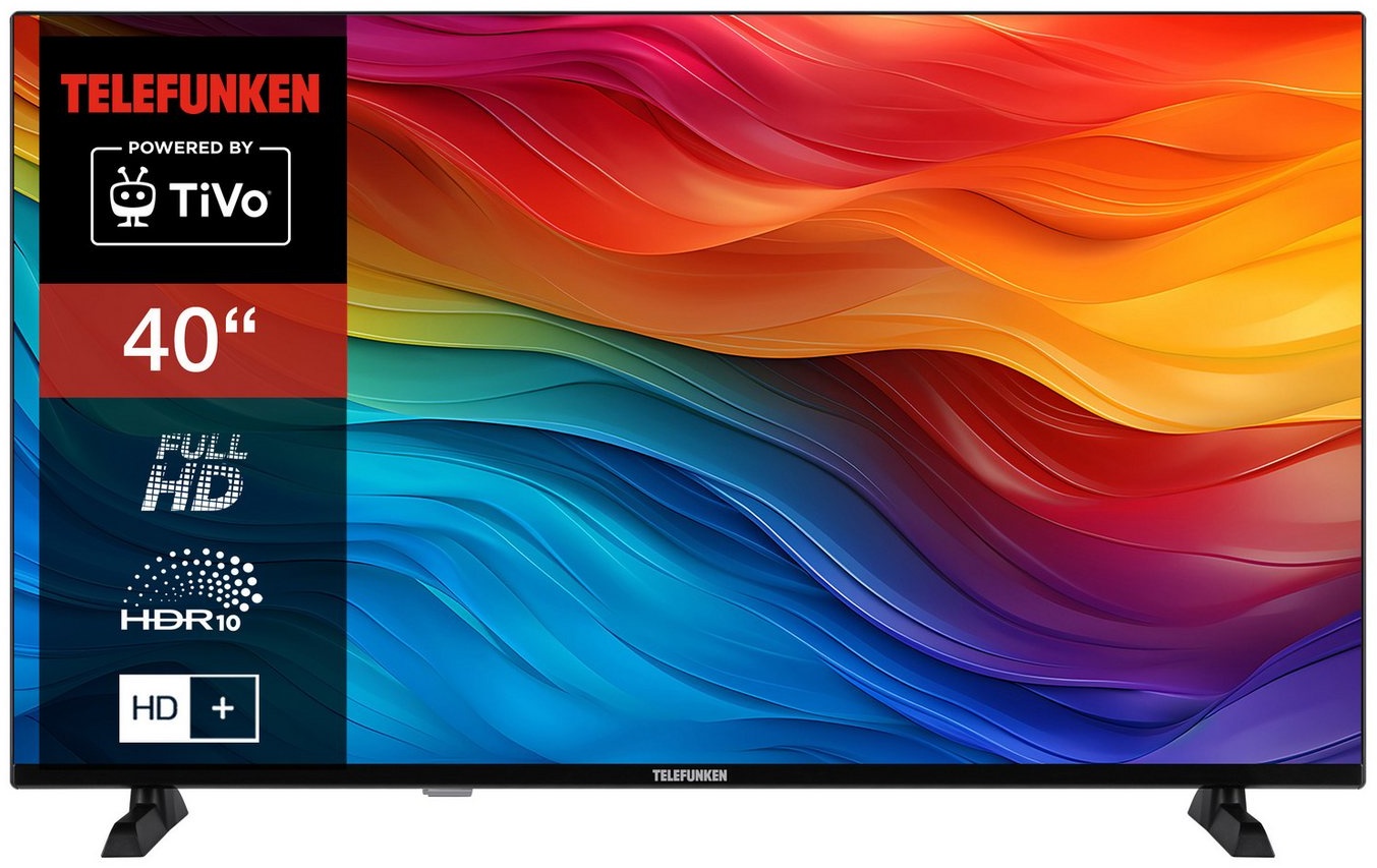 Telefunken XF40TO750S LCD-LED Fernseher (100 cm/40 Zoll, Full HD, TiVo Smart TV, TiVo Smart TV, HDR, Triple-Tuner, Sprachsteuerung, HD+ 6 Monate inkl) schwarz