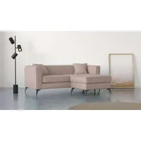 Ecksofa PLACES OF STYLE "MATTHEW L-Form ideal für kleine Räume, Maße B/T/H: 201/162/74 cm", beige, B:201cm H:74cm T:162cm, 100% Polyester, Sofas, elegantes Designsofa, feine Steppung im Rücken, incl. Zierkissen
