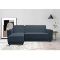 Ecksofa DOREL HOME "Allie Schlafsofa 230 cm mit Relaxfunktion in der Rückenlehne", blau, B:230cm H:82cm T:154cm, 100% Polyester, Sofas, Schlaffunktion (108/194,5cm), trendiger Cord o. pflegeleichter Velours