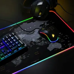 Titanwolf RGB Gaming Mauspad, Mousepad XL 800 x 300mm verbessert Präzision & Geschwindigkeit, Weltkarte