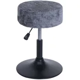 Mendler Hocker HWC-C22, Sitzhocker Schminkhocker, höhenverstellbar drehbar Ø 37cm Stoff Chenille (465g/m2) FSC® ~ dunkelgrau
