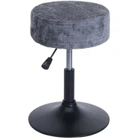 Mendler Hocker HWC-C22, Sitzhocker Schminkhocker, höhenverstellbar drehbar Ø 37cm Stoff Chenille (465g/m2) FSC® ~ dunkelgrau