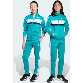 adidas Seasonal Essentials Tiberio 3-Streifen Tricot Kids Trainingsanzug - Pure Teal / Aurora Ivy / White - 128