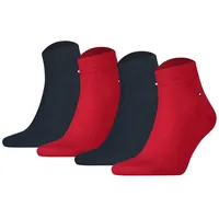TOMMY HILFIGER Herren Quarter Socken, 4er Pack - Sneaker, Unifarben, 39-49 Dunkelblau/Rot 39-42