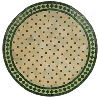 Mosaiktisch Grün Raute D90 cm rund Marokko Mosaik Esstisch Gartentisch Tisch