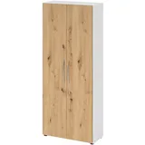 Hammerbacher Aktenschrank 4100, V4100/W/R/BM weiß, asteiche 4 Fachböden 80,0 x 34,6 x 188,0 cm