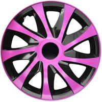 Luckyberg Radkappen 14 Zoll Draco | Zierkappen in vielen Farben, Radzierblenden 4er-Set für die meisten Automarken und Stahlfelgen. Felgenabdeckung für Autofelgen. (14" - ROSA/SCHWARZ)