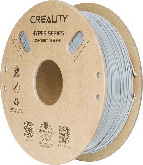 Creality Hyper PLA Grau, Hochgeschwindigkeit 30–600 mm/s, Formgenauigkeit ±0,02 mm, Kompatibel mit den meisten FDM-3D-Druckern, 1 kg (2,2 lbs) Spule