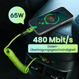 ideoon mobile 4in1 Spiralladekabel 65W grün