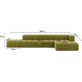 kaiser möbel Ecksofa mit Hocker GRAND L, stoff Salvador, Olive, Rechts - Olive