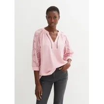 bonprix Tunika BONPRIX, Damen, Gr. 50, teerose, Obermaterial: 100% Baumwolle. Ärmel: 100% Baumwolle, figurumspielend, Tuniken, figurumspielende Passform, mit 3/4-Ärmeln, aus reiner Baumwolle