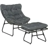 Outsunny Rattan Relaxsessel Gartensessel 69 x 76 x 70 cm grau
