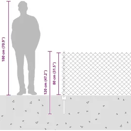 vidaXL Zaun 0,8 x 10 m Grau/Stahl