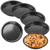 6 Stück Pizzateller, Pizzateller Rund Ø 23 cm, Edelstahl Pizzapfanne, Nicht Antihaftbeschichtet & Ungiftig & Einfach zu Reinigen, Pizza Blech, Pizzabackbleche Set für Pizza, Flammkuchen, Kuchen