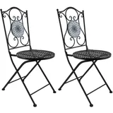 Hti-Living Gartenstuhl 2er-Set Metall  Schwarz 58 x 58 x 88 cm schwarz
