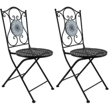 Hti-Living Gartenstuhl 2er-Set Metall  Schwarz 58 x 58 x 88 cm schwarz