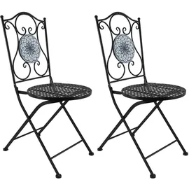 Hti-Living Gartenstuhl 2er-Set Metall  Schwarz 58 x 58 x 88 cm schwarz