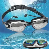 Brateuanoii Schwimmbrille Für Herren Damen Kinder, Taucherbrille, Mirror Schwimmbrille, Profi Schwimmbrillen Brille, Verstellbarem Gurt Komfortable, Antibeschlag Und Uv Schutz, Mit Schwimmbrillenetui