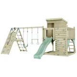 polar play Spielturm Frida mit Rutsche, Kletterwand und Doppelschaukel Mintgrün