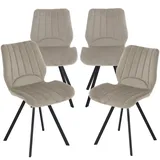 Esszimmerstühle Küchenstuhl Polsterstuhl Design Stuhl mit Rückenlehne, mit Sitzfläche aus Samt, Gestell aus Metall , Menge:4 St.;Farbe:Taupe - Taupe